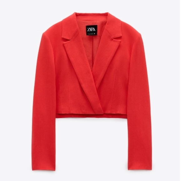 NWT Zara 2 Piece Linen Blend Cropped Blazer &Skirt - Picture 6 of 15